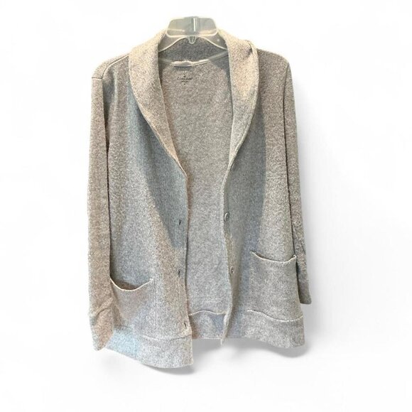 Cuddl Duds Grey Cozy Shawl Collar Cardi Cardigan Sweater Medium - Picture 2 of 4